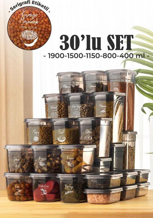 30lu Peggy Dikdörtgen Saklama Kutusu Seti 6x(1,9 1,5 1,15 0,8 0,4 LİTRE) Serigrafi Etiketli