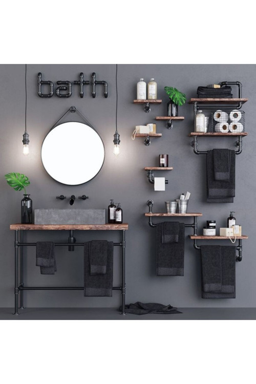 Dekoratif Borudan Askılık Ve Set 8 Parça Set