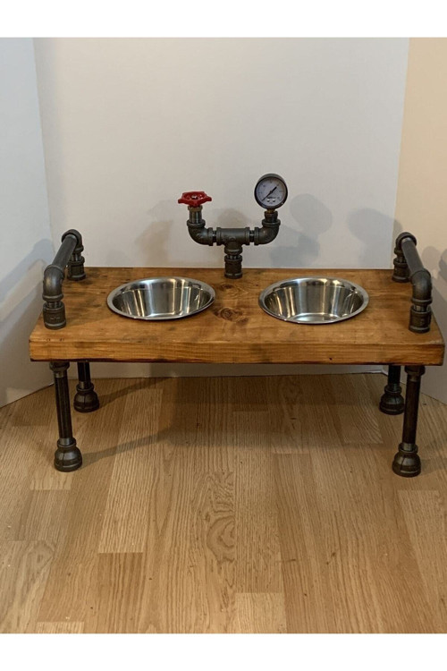 Dekoratif Borudan Kedi Köpek Mama Standı