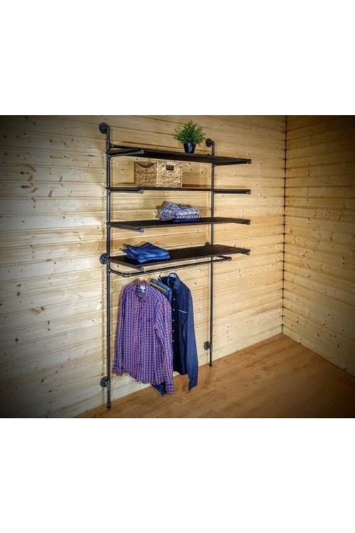 Dekoratif Borudan Raf Ve Askılık 125 Cm