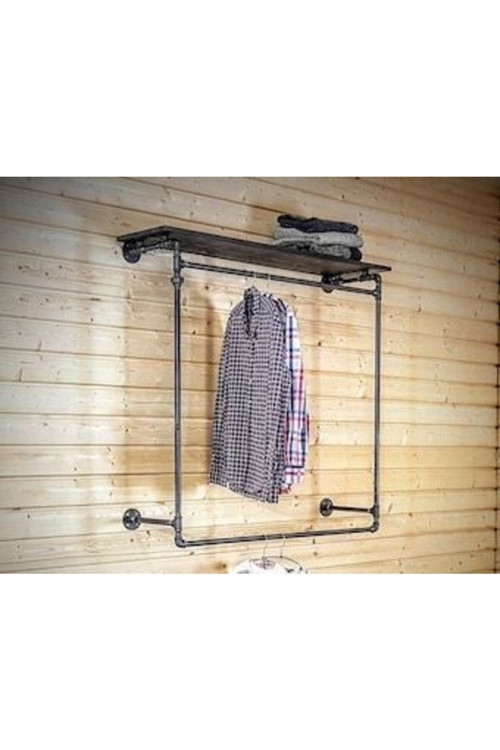 Dekoratif Borudan Raf Ve Askılık 200 Cm