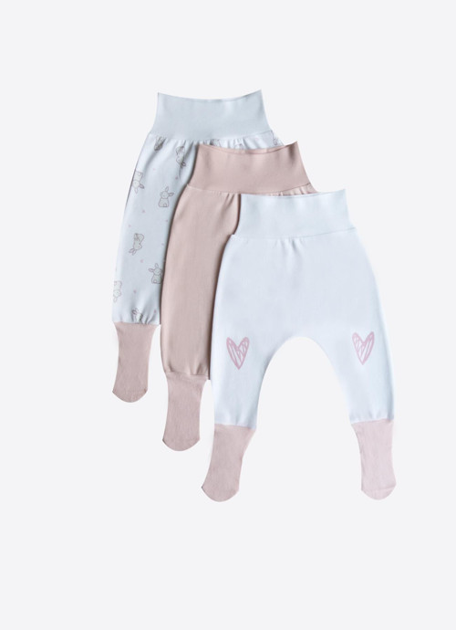 Organik Cute Rabbit 3'lü Çoraptolon Pembe