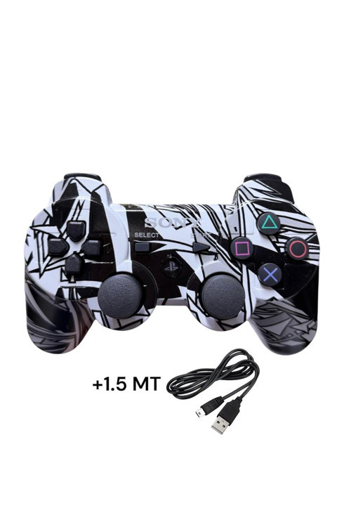 Ps3 Dual-Shock Gamepad Yeni Nesil Kol Desenli Joystıck Oyun Kolu Ps3+Pc + 1.5 Mt Şarj Kablosu Hediye