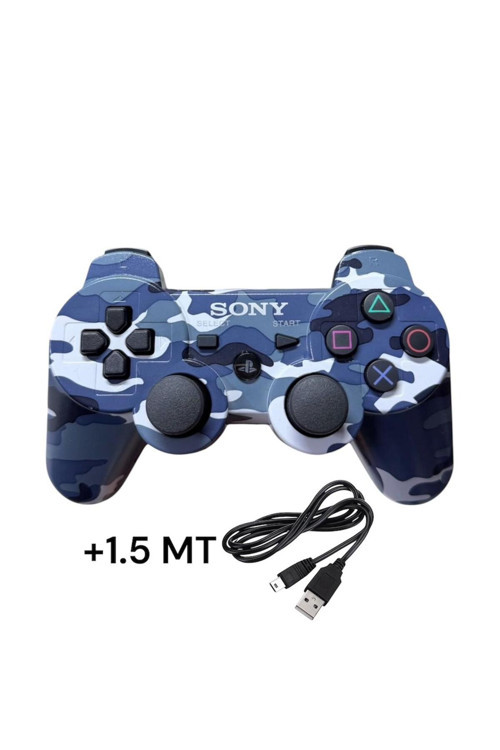 Ps3 Dual-Shock Gamepad Yeni Nesil Kol Desenli Controller Oyun Kolu Ps3 + Pc + 1.5 Mt Şarj Kablosu