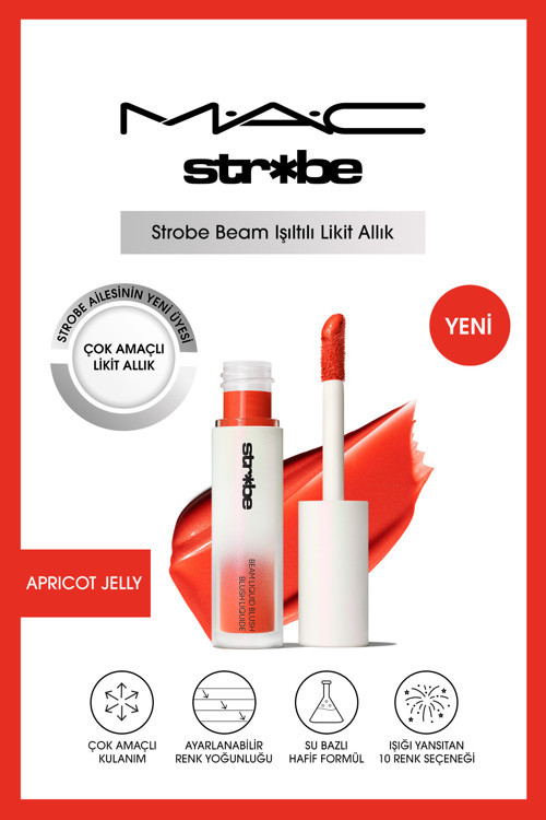 Hafif ve Yoğunluğu Ayarlanabilir Su Bazlı Formüllü APRİCOT JELLY Işıltılı Likit Allık 4.3ml