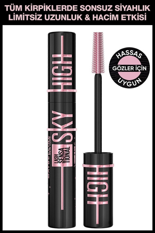 Lash Sensational Sky High 24 Saat Kalıcı Uzunluk ve Hacim Etkili Siyah Maskara