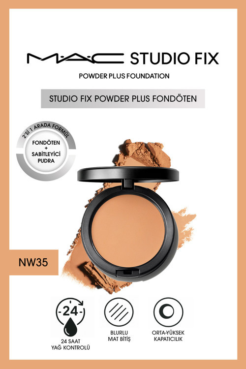 Studio Fix Powder Plus Profesyonel Pudra Fondöten – Mat Bitiş ve Uzun Süre Kalıcılık-NW35