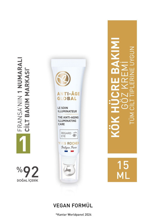 Tüm Ciltler İçin Göz Çevresi Kırışıklık Görünümünü Azaltıcı,Yenileyici ve Aydınlatıcı Göz Kremi 15ml