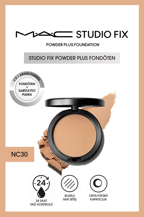 Yeni Formüllü Studio Fix Powder Plus NC30 Sabitleyici İpeksi Pudra Fondöten