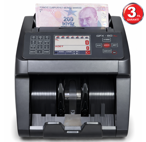 Sesli Karışık Para Sayma Makinesi MIX 80 New, Tl Ve Euro Karışık Sayım - Dolar Adet Sayım Müşteri Ekranı Dahil