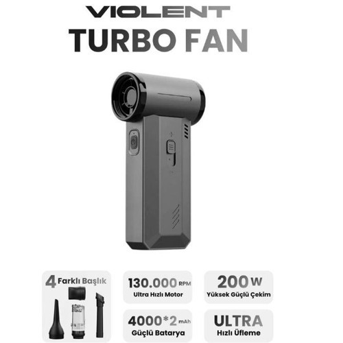 F72 Violent Turbo Jet Fan Süpürge Özellikli 130000RPM Ultra Güçlü Motor Güçlü Vakum 8000MAH Bataryalı
