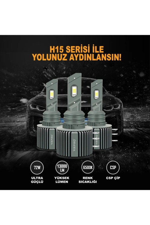 H15 Led Xenon Şimşek Etkili Far Ampulü Csp Çip 15000Lümen Zenon Vrpro