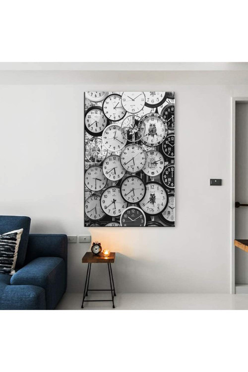 Dekoratif Soyut Sanat Saatler Kanvas Tablo