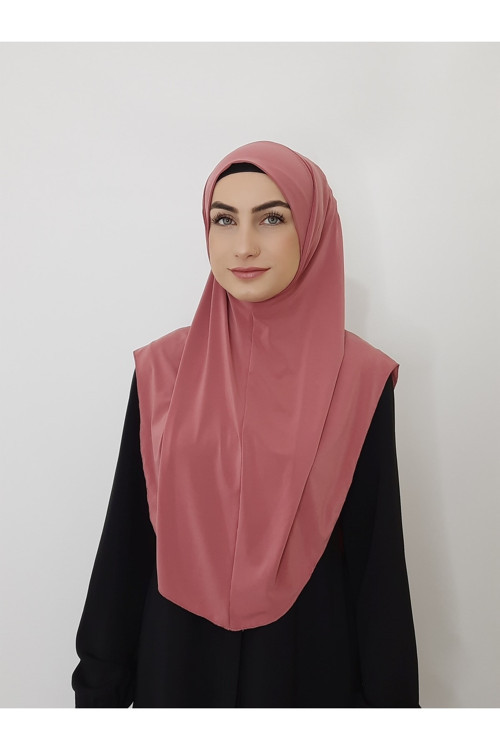 Namaz Örtüsü Hazır Büyük Esarp Malezya Modeli Khimar Tek Parca Hac Ve Umre Icin Gül Kurusu