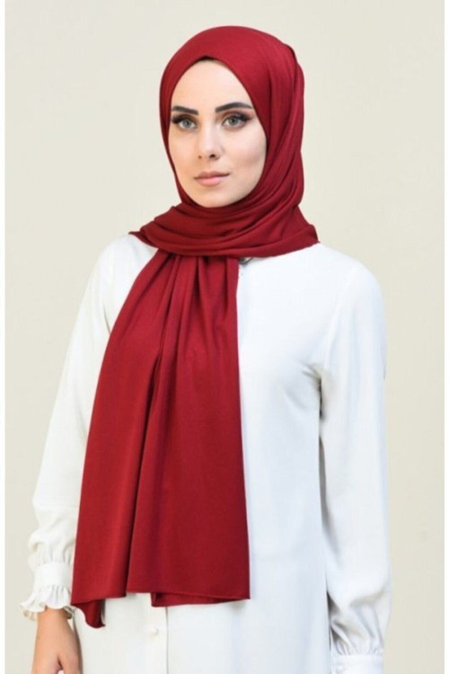 Kadın Bordo Penye Düz Sal