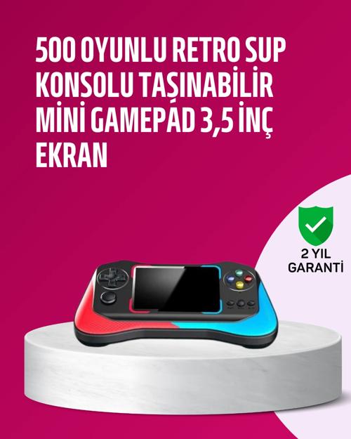500 Oyunlu 3,5” Elde Taşınabilir Mini Oyun Konsolu – Şarjlı, TV Bağlantılı