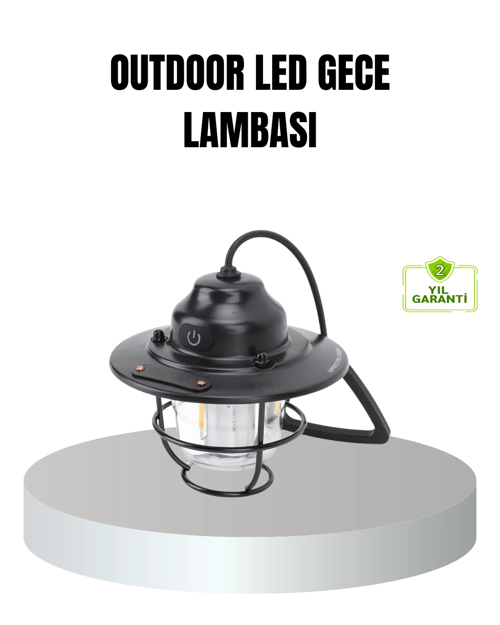 Retro Kamp Lambası Su Geçirmez Taşınabilir Gece Işığı Uzun Pil Ömürlü