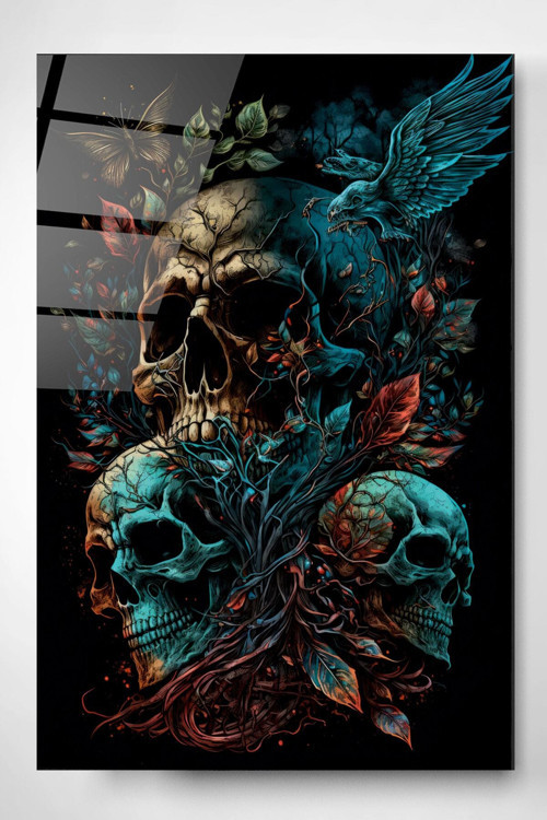Skulls Cam Tablo, Dekoratif Cam Tablo