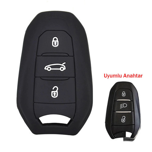 Citroen C4 Picasso DS3 DS4 DS5 DS6 Uyumlu Silikon Oto Anahtar Kumanda Kabı Kılıf Siyah