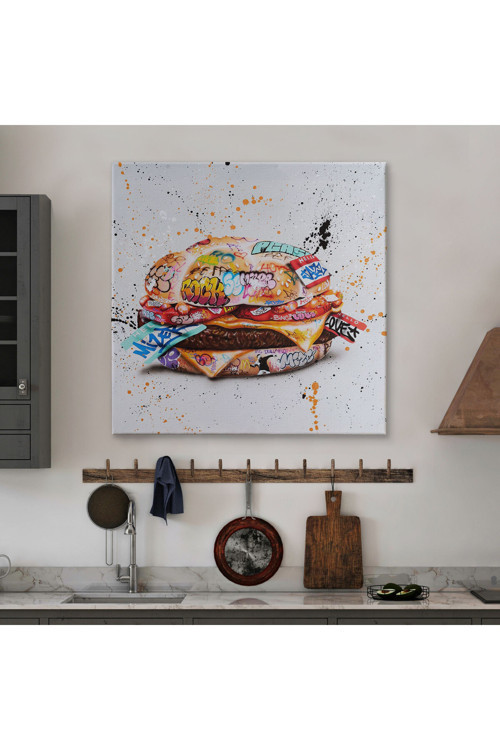 Hamburger Graffiti Kanvas Tablo, Banksy Sokak Graffiti Tablo-5344