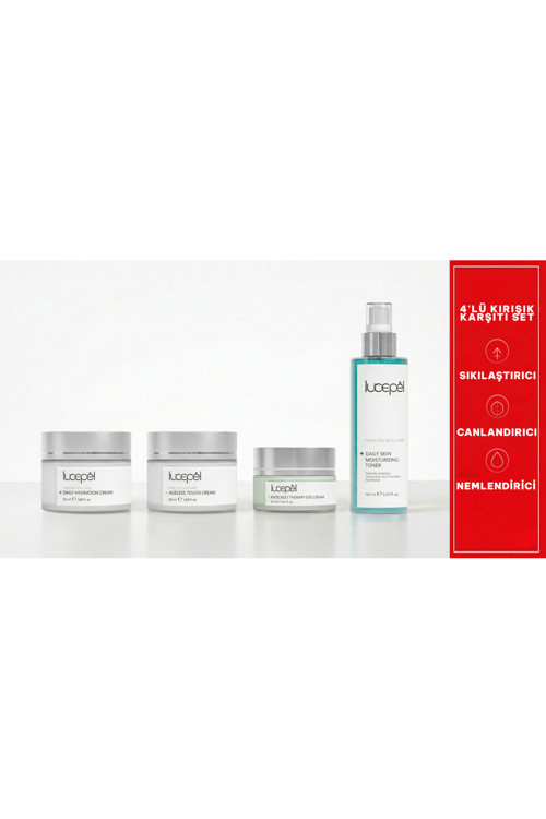 Anti-Aging 4'lü Cilt Bakım Seti Peptid Serum Göz Kremi Nemlendirici Tonik