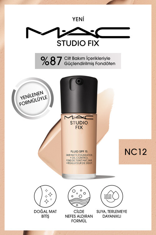 Doğal Mat Bitişli Besleyici Formül Spf15 24 Saate Kadar Kalıcı Nc12 Fondöten 30ml