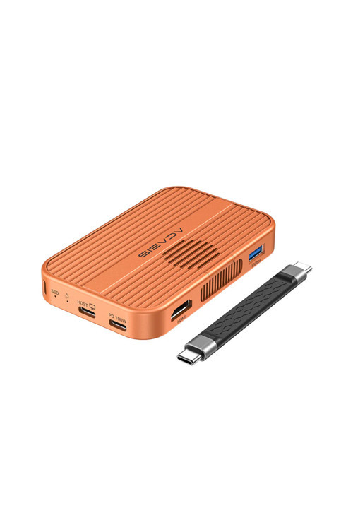 EC1401 6in1 iPhone 15/16/17 uyumlu,4K60 HDMI,M.2 SSD,MagSafe,SD/TF,100W PD Kozmik Turuncu PRO