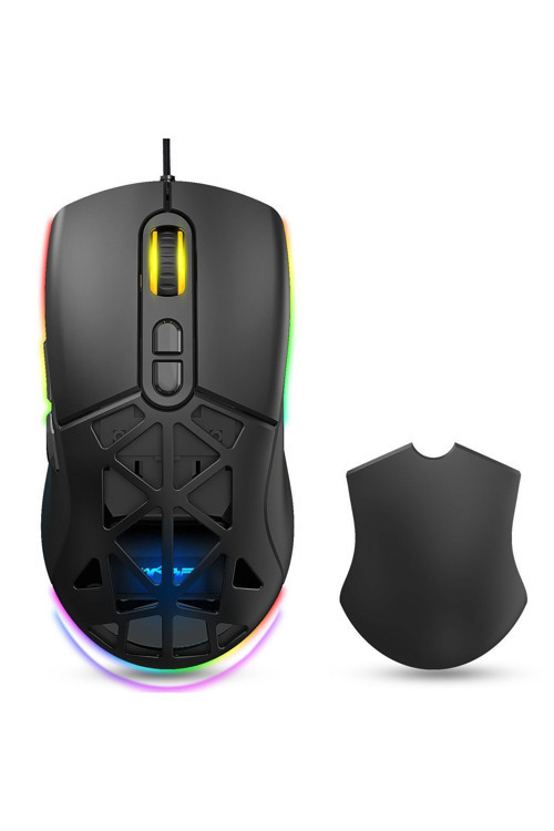 WRP-O12800-B 12800 Dpi Wide RGB Özel ABS Doku Reflex Örgü Kablolu Siyah Gaming Mouse