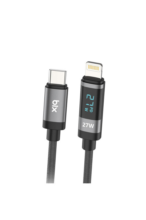 Type-c To Lightning Iphone 27w Örgülü Led Dijital Ekranlı Şarj Ve Data Kablosu 1 Metre