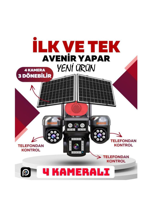 AV-S446 12MP 4 Kameralı PTZ 4G Sim Kartlı Solar Kamera
