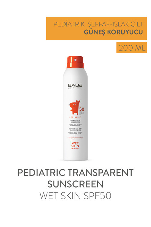 Pediatric Transparent Sunscreen Wet Skin SPF50 Bebek Ve Çocuk için Güneş Spreyi 200 ml