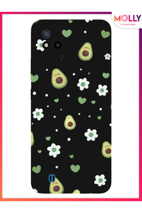 Realme C11 2021 İçin Siyah Green Crush Desenli Silikon Kılıf