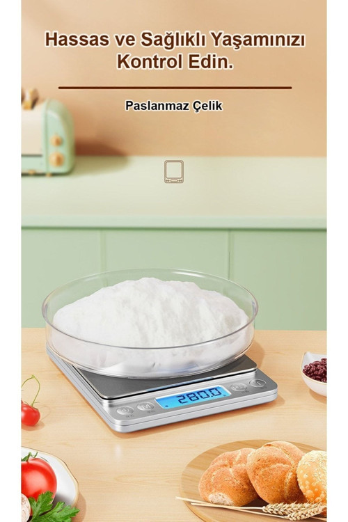 Dijital Hassas Mutfak Ve Kuyumcu Terazisi - 2000 gr./0.1 gr.