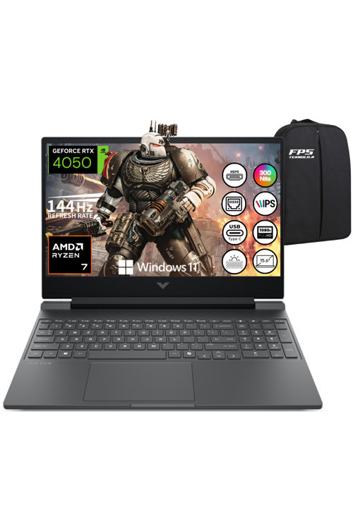 Victus 15 Ryzen 7 7445H RTX4050 24GB RAM 512GB SSD 15.6" FHD IPS 144Hz W11 Taşınabilir Bilgisayar