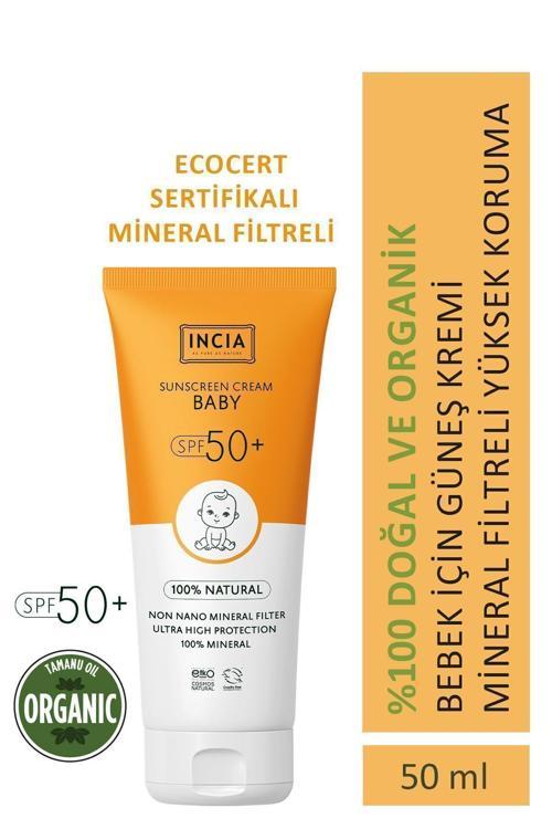 %100 Doğal Bebek Güneş Kremi Leke Karşıtı Mineral Filtreli Yüksek Koruma SPF 50+ UVA UVB 50 ml