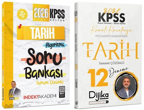 İndeks + Dijika 2026 KPSS Tarih Soru Bankası + 12 Deneme 2 li Set - Aydın Yüce, Kemal Karakaya İndeks Akademi + Dijika Y