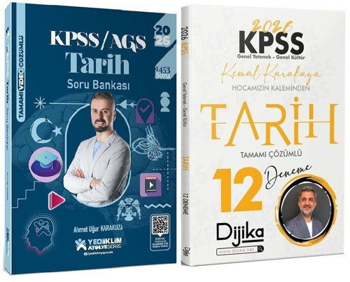Yediiklim + Dijika 2026 KPSS MEB-AGS Tarih Atölye Soru Bankası + 12 Deneme 2 li Set - Ahmet Uğur Karakuza, Kemal Karakay