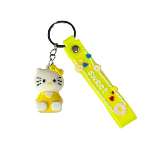 Renkli Silikon Anahtarlıklar-Sarı Hello Kitty