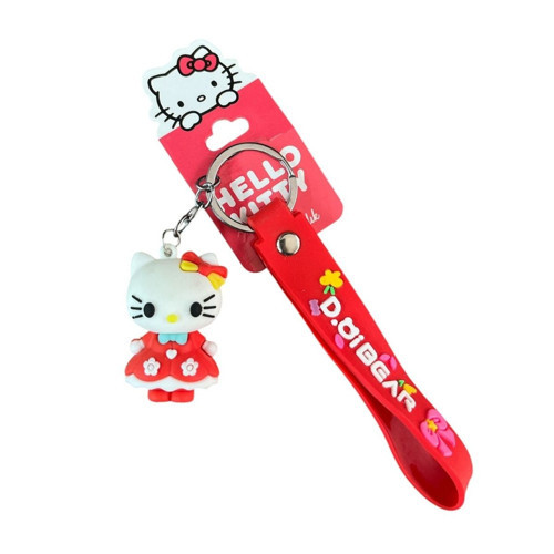 Lisanslı Silikon Anahtarlık 582648-Kırmızı Hello Kitty