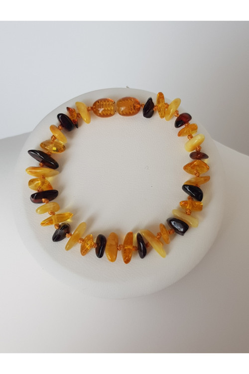 Damla Kehribar Bileklik 18 Cm Düğümlü Tasarım