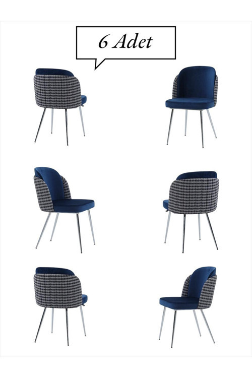 Keşfet Series Sandalye 6 Adet Mutfak Oturma Odası Salon Metal Ayak Çok Amaçlı