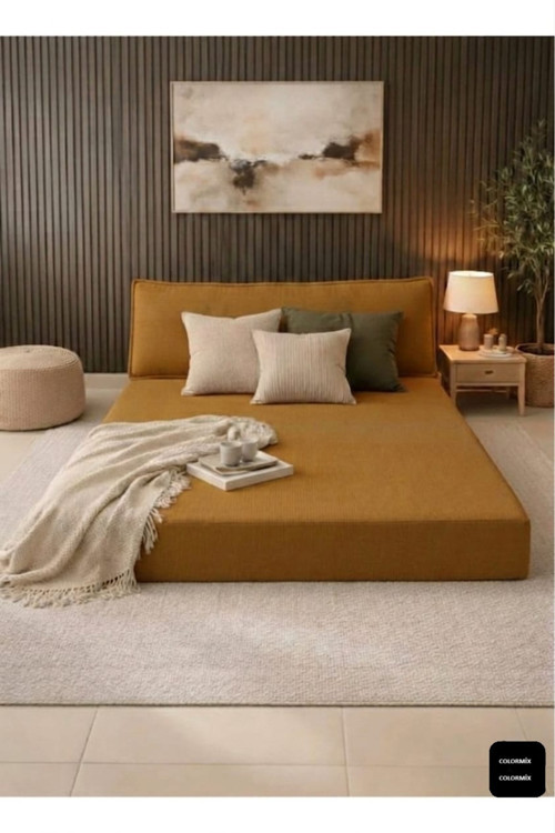 Koltuk Kanepe Koltuk Takımı Tamamen Fermuarlı Yıkanabilir Silinebilir Hardal