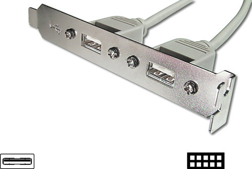 Anakarttaki USB 2.0 Portları (Internal) Slot Bracket'e (External) Taşıyan Kablo, 2 x USB A Dişi