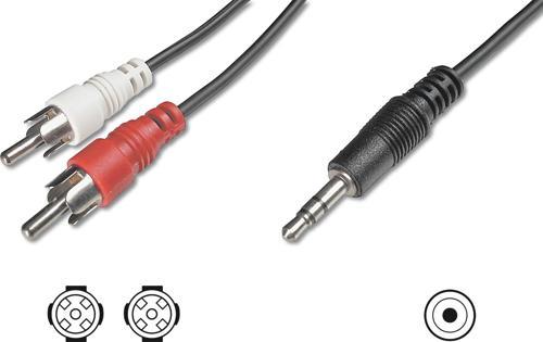 Audio Kablosu, 1 x stereo 3,5 mm erkek &lt;&gt; 2 x RCA erkek, 1.50 metre, CCS, 2x0.10/10, zırhlı, s
