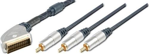 Ev Sinema Sistemleri İçin Yüksek Kaliteli Scart Kablosu, Scart 21 pin Erkek &lt;=&gt; 3 x RCA Erkek 