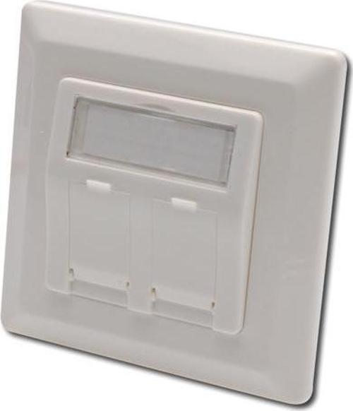 Keystone Jack Takmak İçin 2’li Priz (50/50 mm) Çerçevesi (80/80 mm), tozdan korumak amacıyla kapaklı