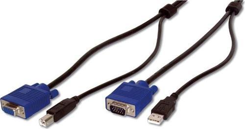 KVM (Keyboard/Video Monitor/Mouse) İçin Ahtapot Kablo, 3 metre, siyah renk, 1 x VGA HDDB15 Erkek, 1 