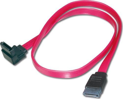 SATA Kablosu,  SATA II/III, L-Tipi dişi - L-Tipi dişi, AWG26, 0.5 metre, 90 derece açılı düz, zırhsı