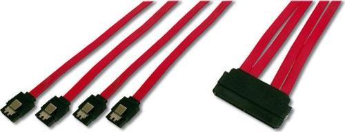 Serial Attached SCSI (SAS) Bağlantı Kablosu, SAS 32pin - 4 x 7pin SATA, 0.50 metre, CU, AWG26, 2 x z