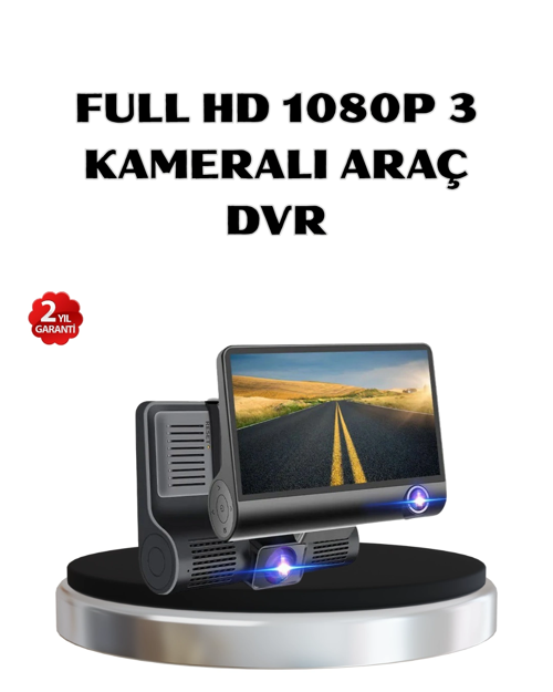 Full HD Araç Kamerası 3’lü 4.0” Ekranlı ve HDR Gece Görüşlü